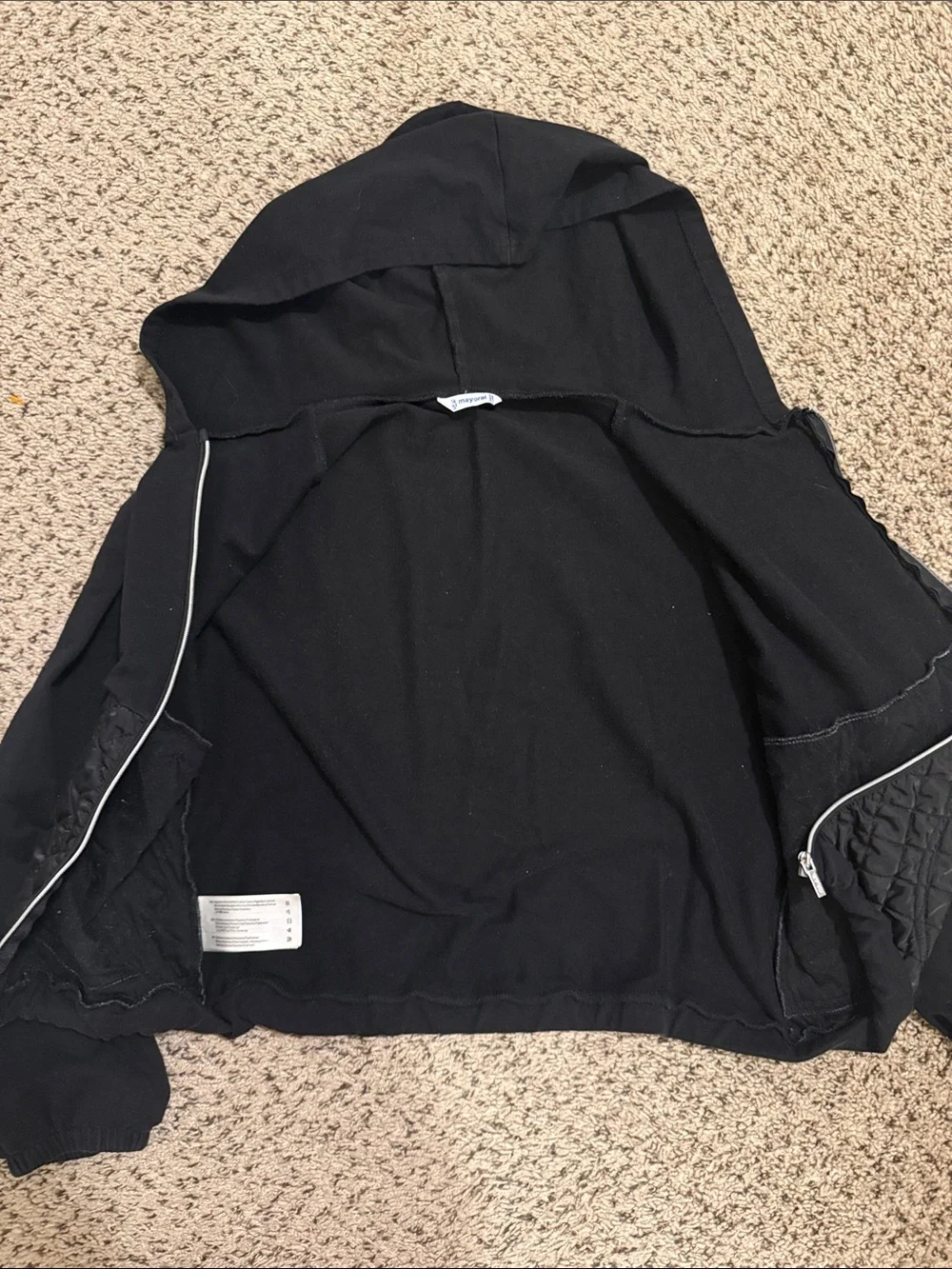 Girls Mayoral Quilted Cropped Black Hooded Jacket NWOT Youth XL Casual Basics
